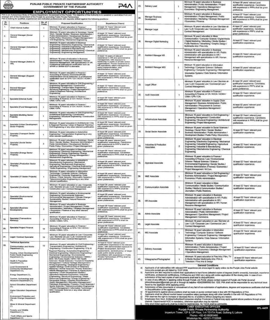 P4A Punjab Jobs advertisement 2026